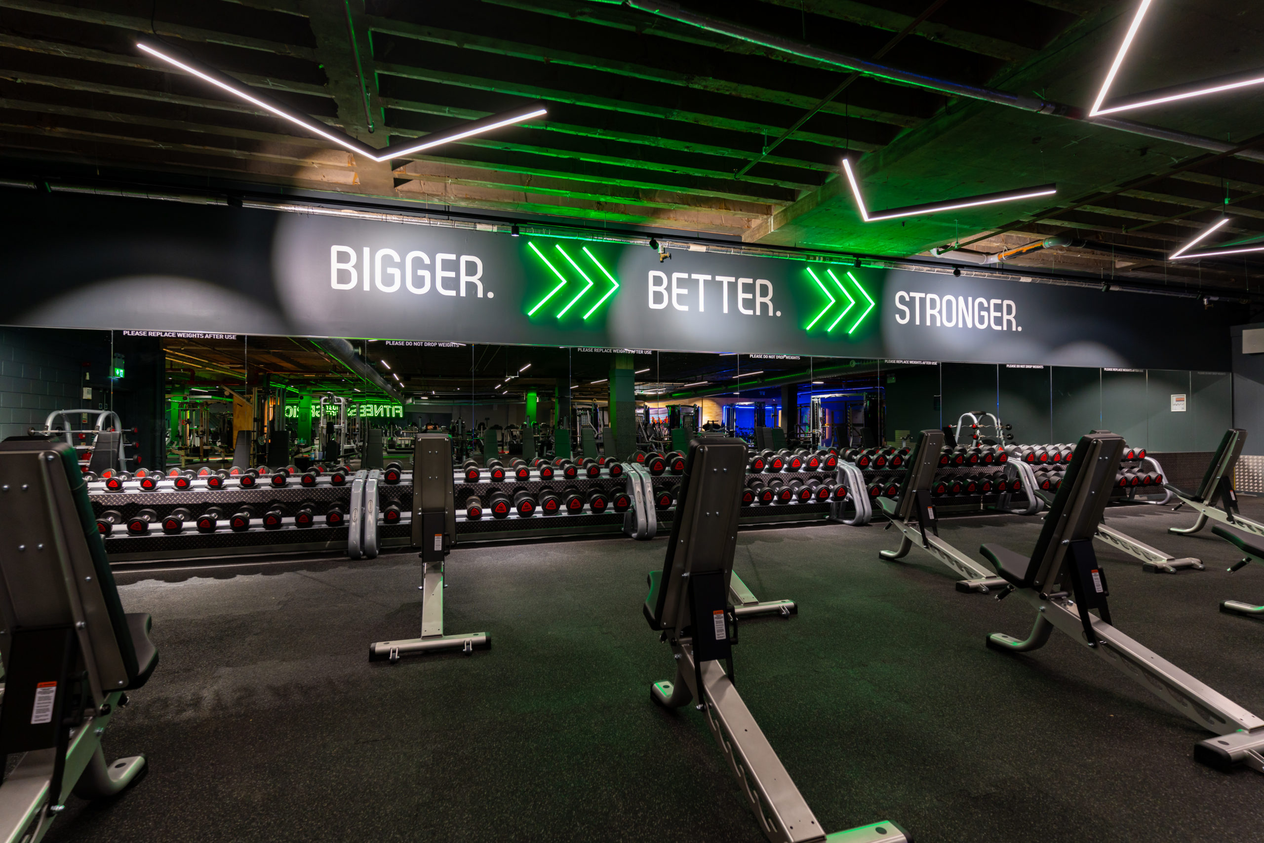 Free weights area at JD Gyms Edinburgh